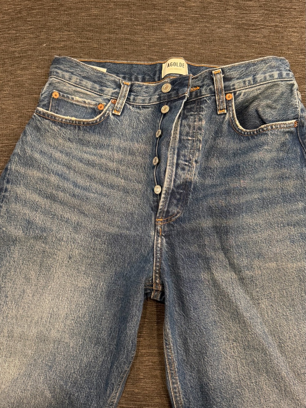 Agolde Light Blue Women's Wide-Leg Button-Fly Jeans
